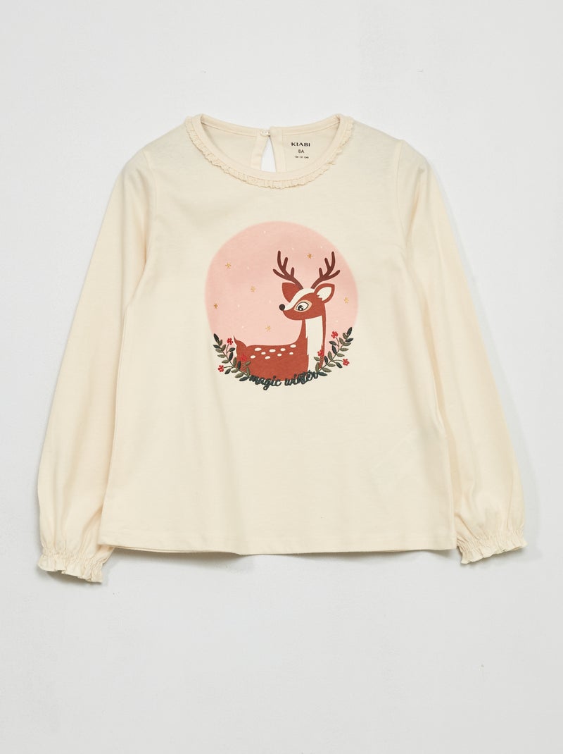T-shirt em jersey de manga comprida BRANCO - Kiabi
