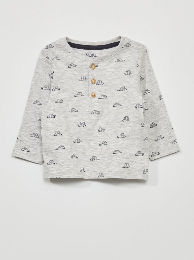T-shirt em jersey de manga comprida CINZA - Kiabi