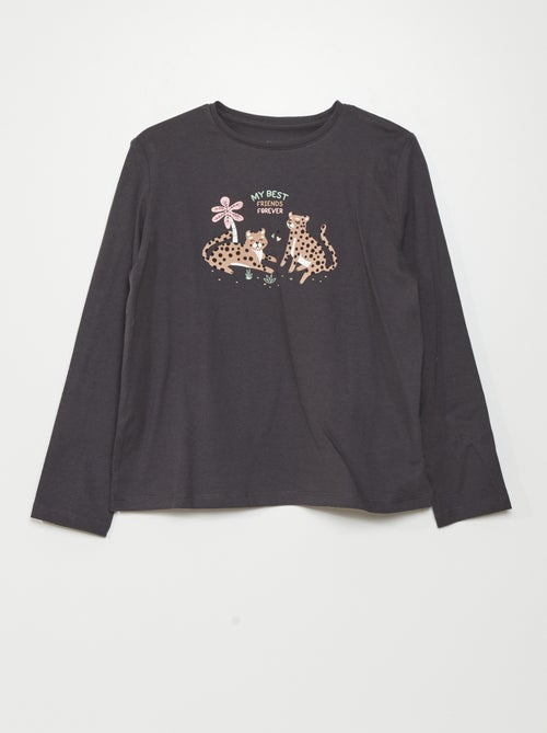 T-shirt em jersey de manga comprida - Kiabi