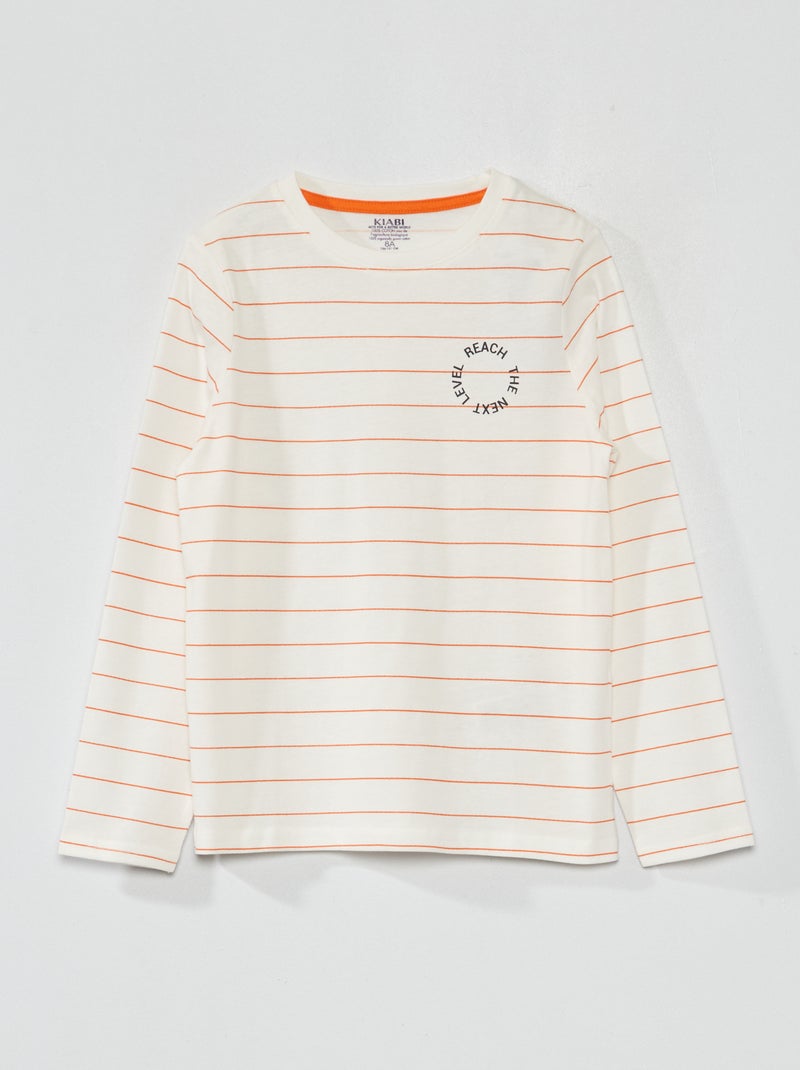 T-shirt em jersey de manga comprida LARANJA - Kiabi