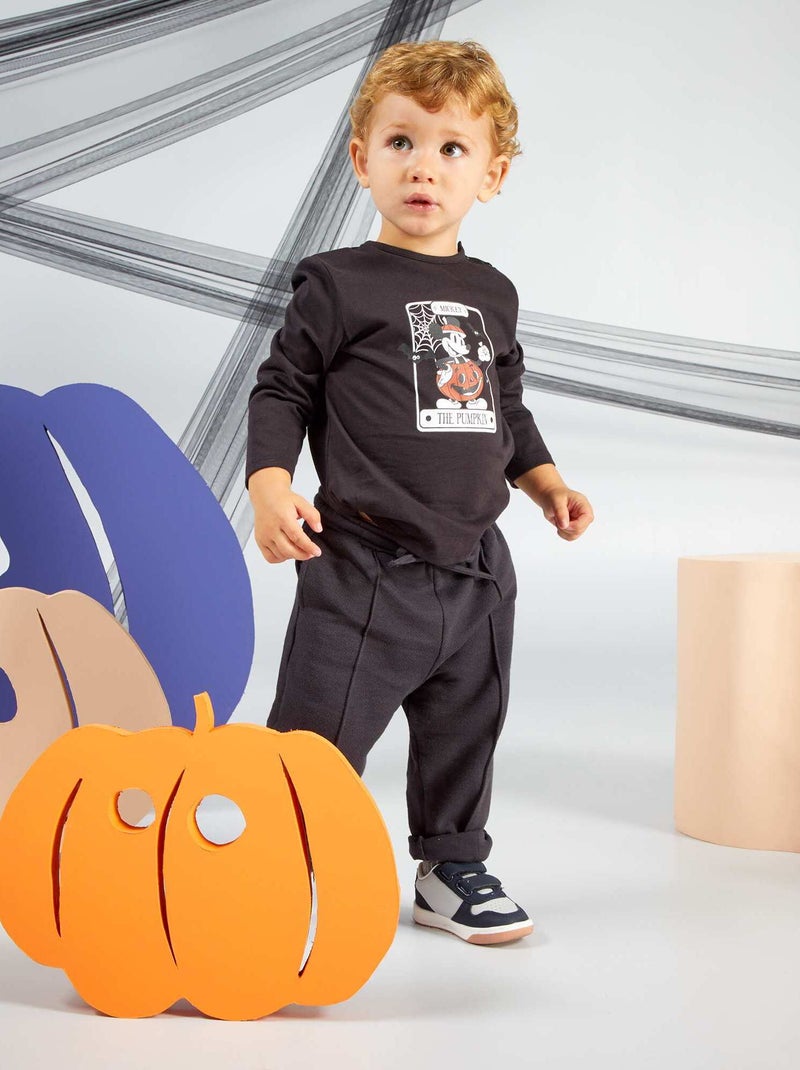 T-shirt em jersey de manga comprida 'Mickey' - Halloween CINZA - Kiabi