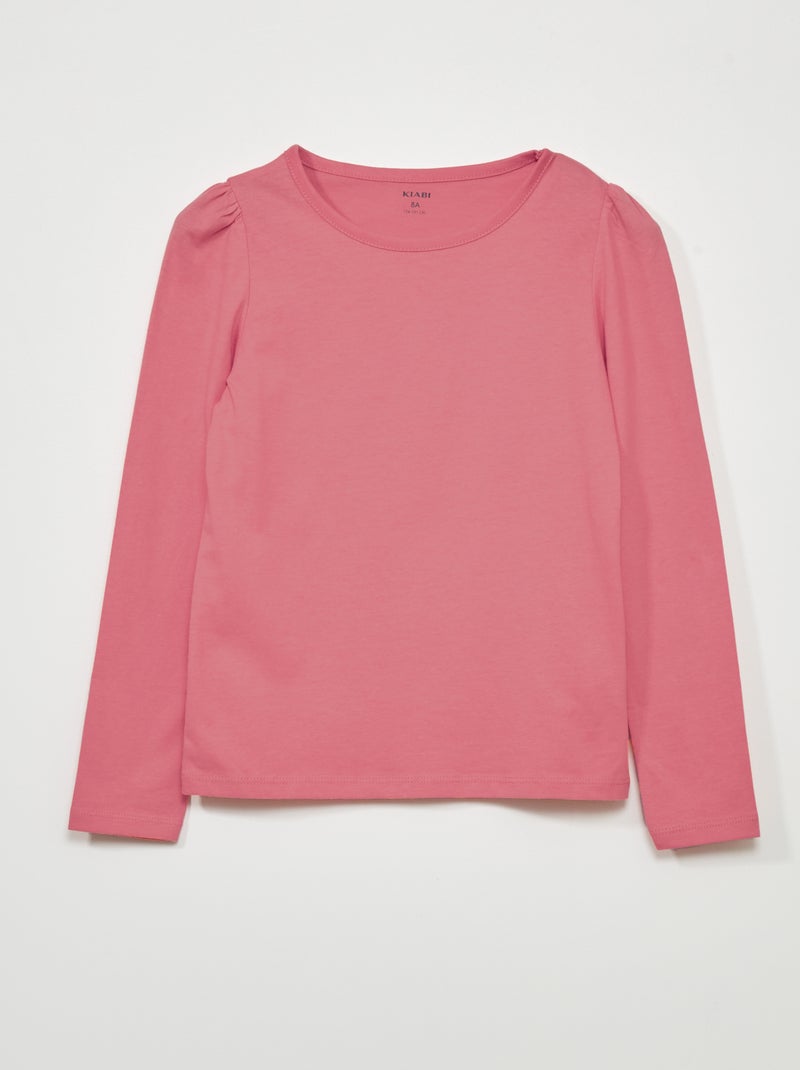 T-shirt em jersey de manga comprida Rosa - Kiabi