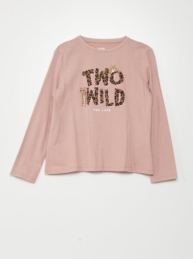 T-shirt em jersey de manga comprida ROSA - Kiabi