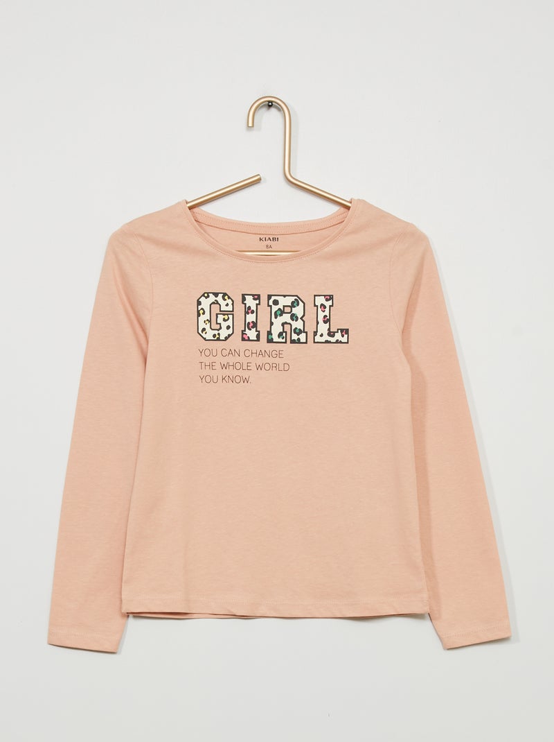 T-shirt em jersey de manga comprida ROSA - Kiabi