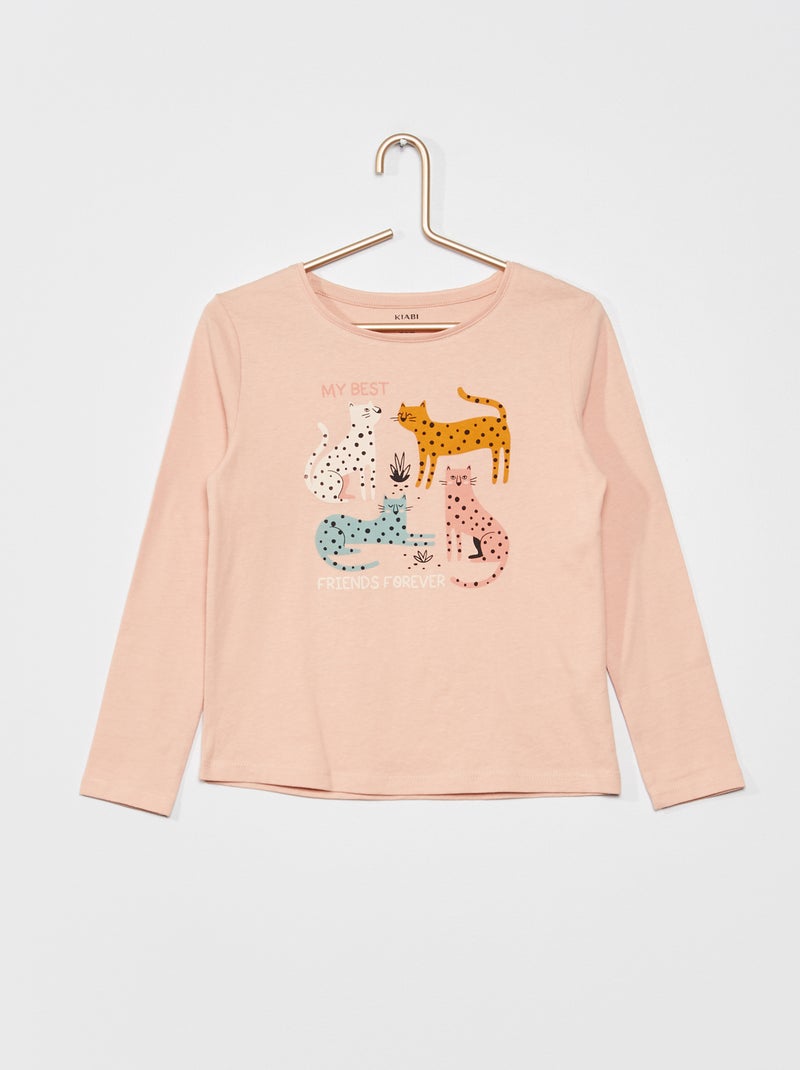 T-shirt em jersey de manga comprida ROSA - Kiabi