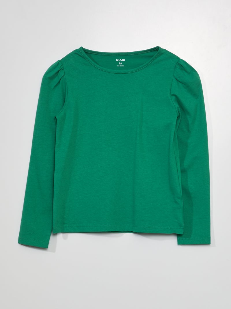 T-shirt em jersey de manga comprida VERDE - Kiabi