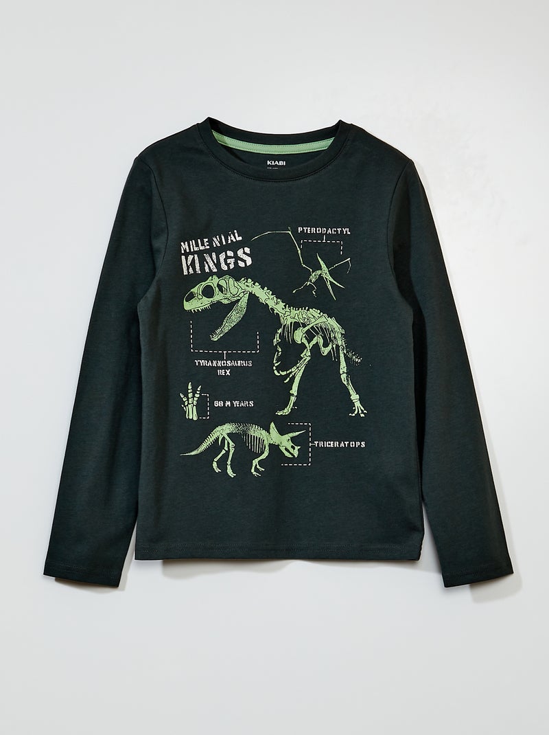 T-shirt em jersey de manga comprida VERDE - Kiabi