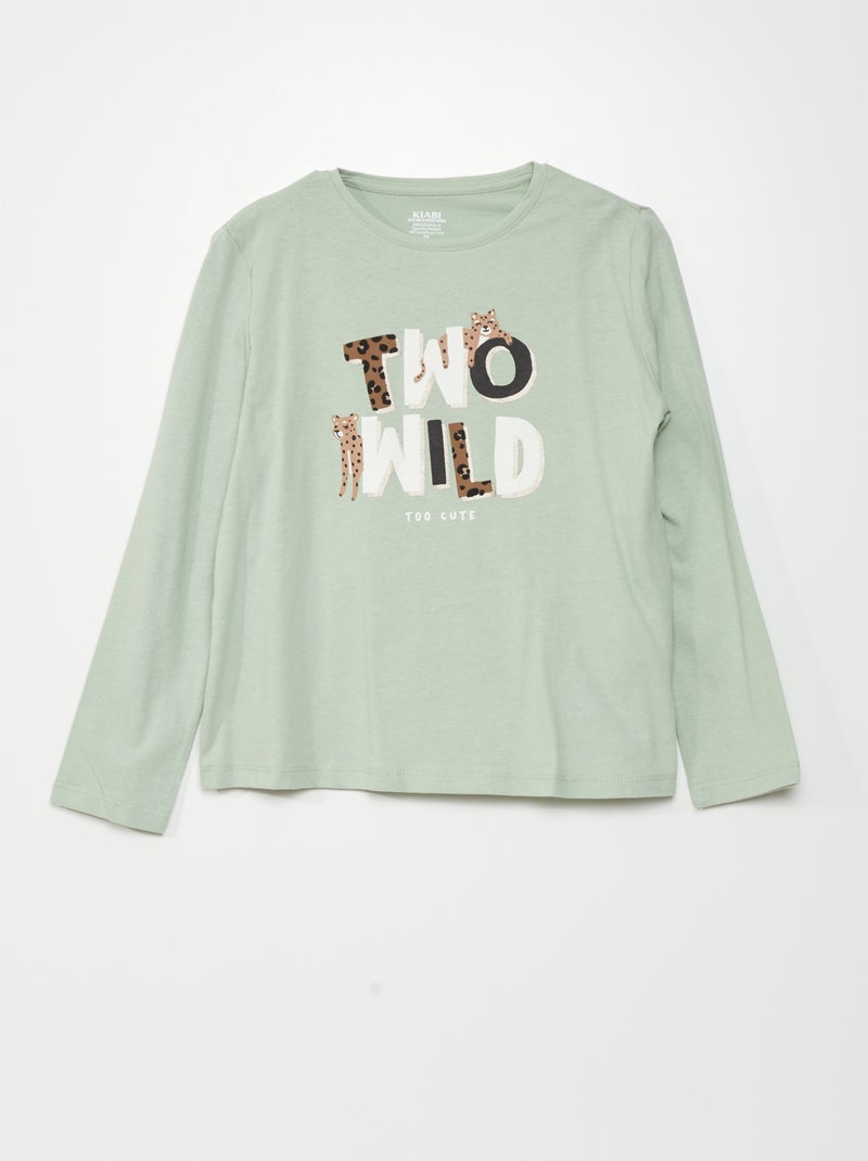 T-shirt em jersey de manga comprida VERDE - Kiabi