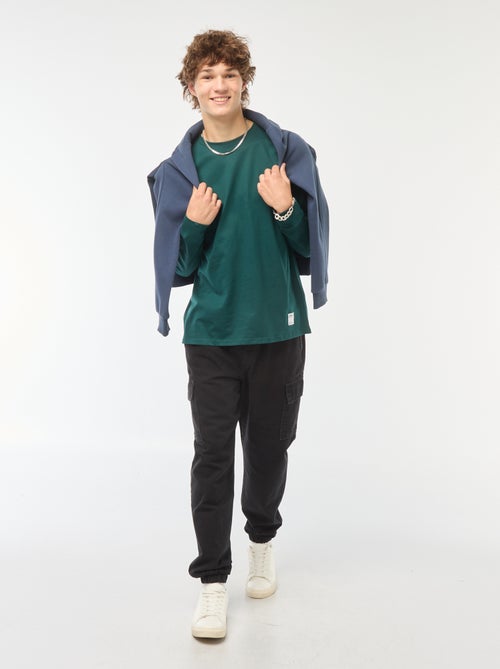 T-shirt em jersey de manga comprida - Kiabi