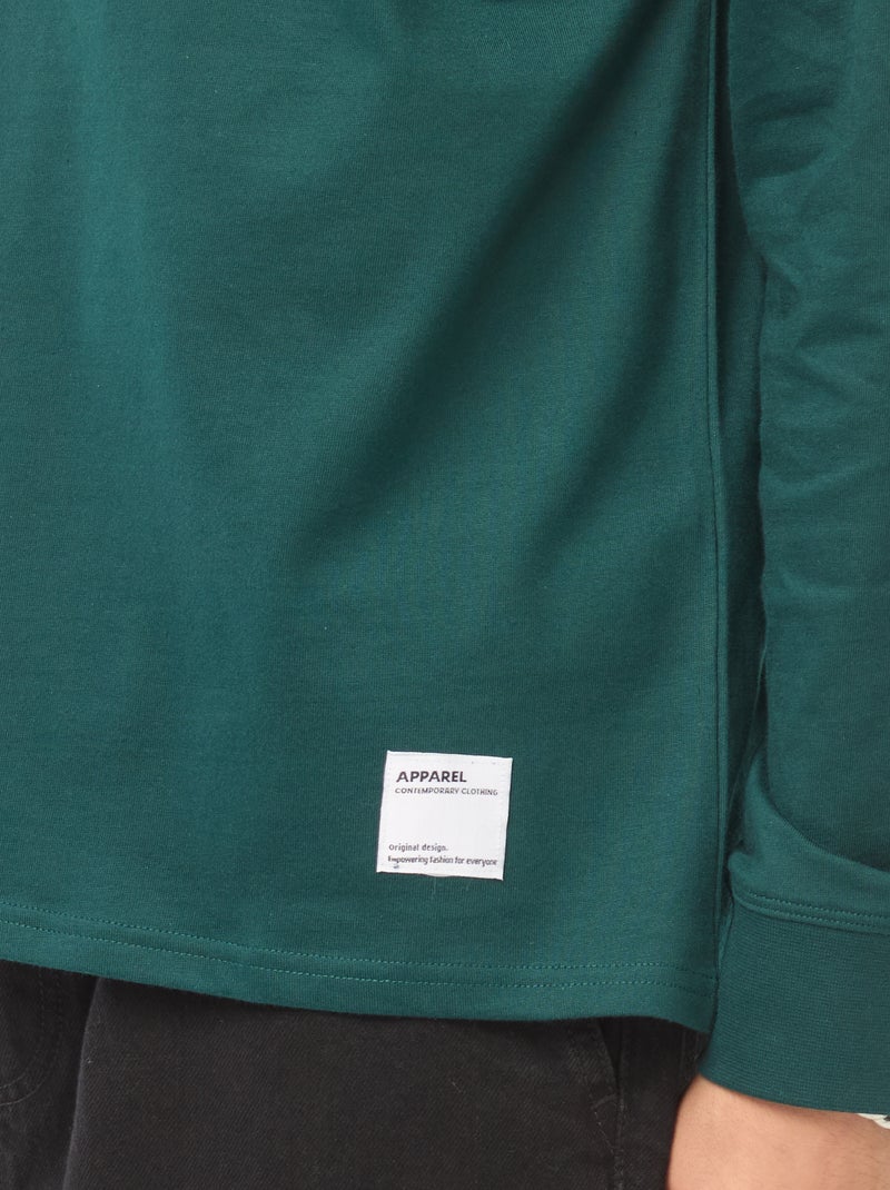 T-shirt em jersey de manga comprida Verde - Kiabi