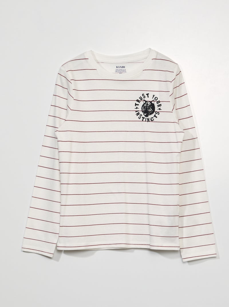 T-shirt em jersey de manga comprida VERMELHO - Kiabi