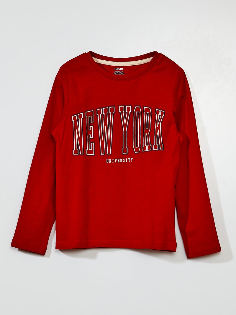T-shirt em jersey de manga comprida VERMELHO - Kiabi