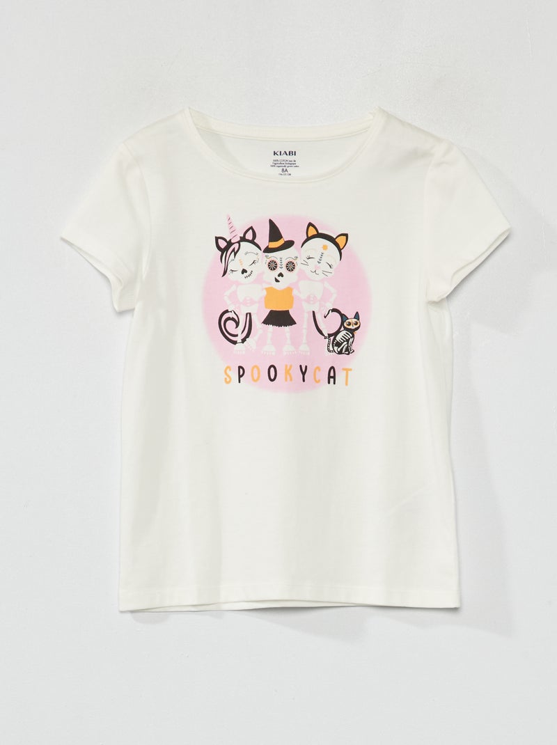 T-shirt em jersey de manga curta - Halloween BEGE - Kiabi