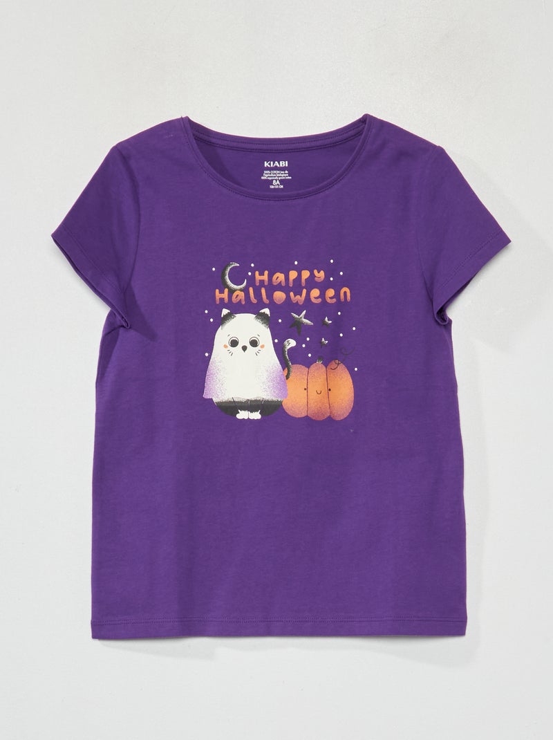 T-shirt em jersey de manga curta - Halloween VIOLETA - Kiabi