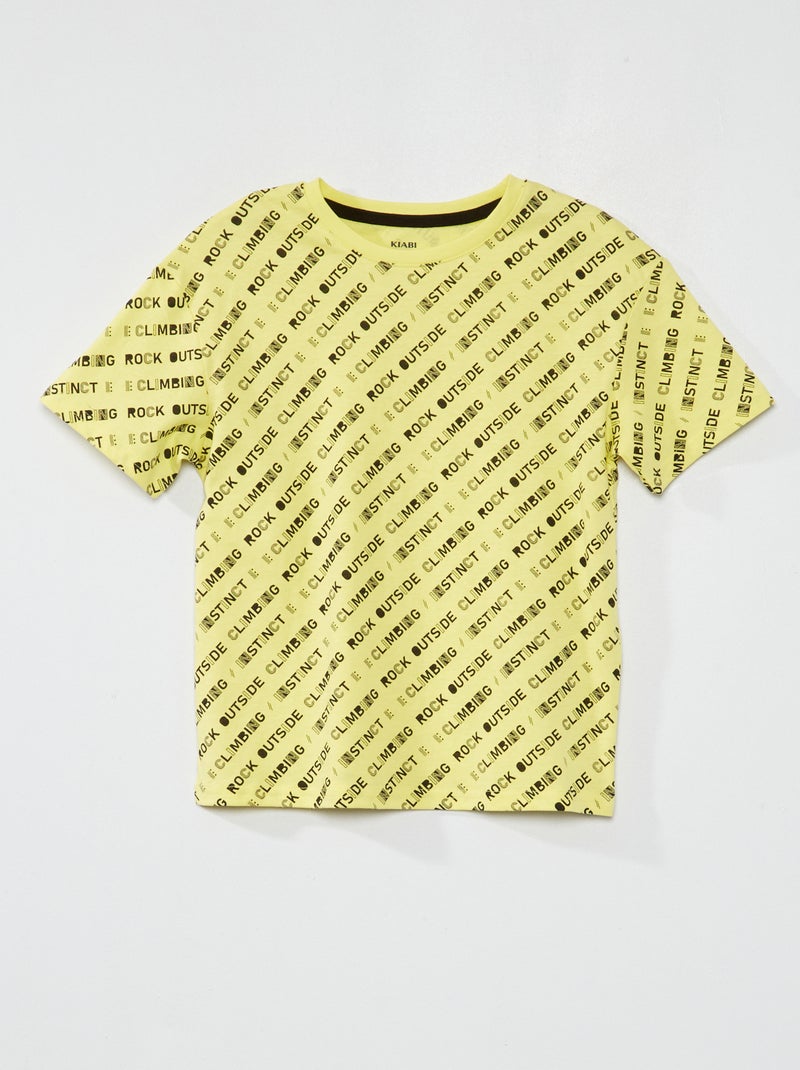T-shirt em jersey de manga curta AMARELO - Kiabi