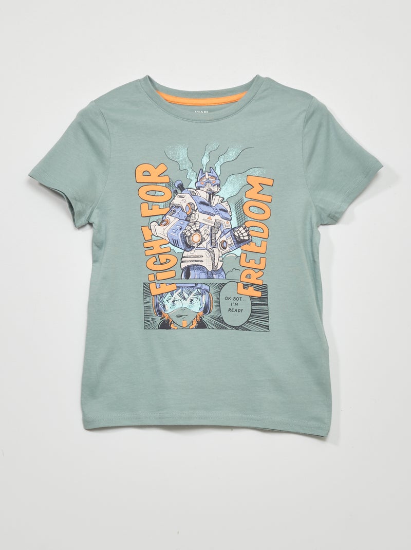 T-shirt em jersey de manga curta AZUL - Kiabi