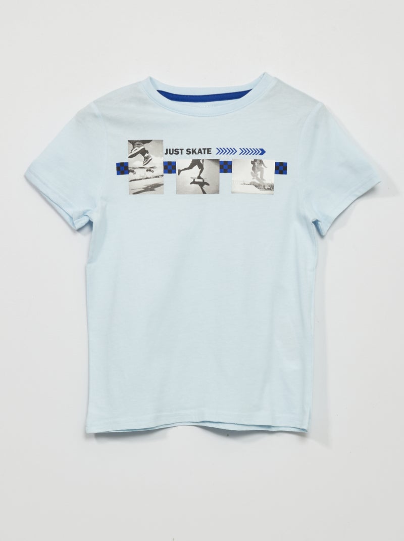T-shirt em jersey de manga curta AZUL - Kiabi