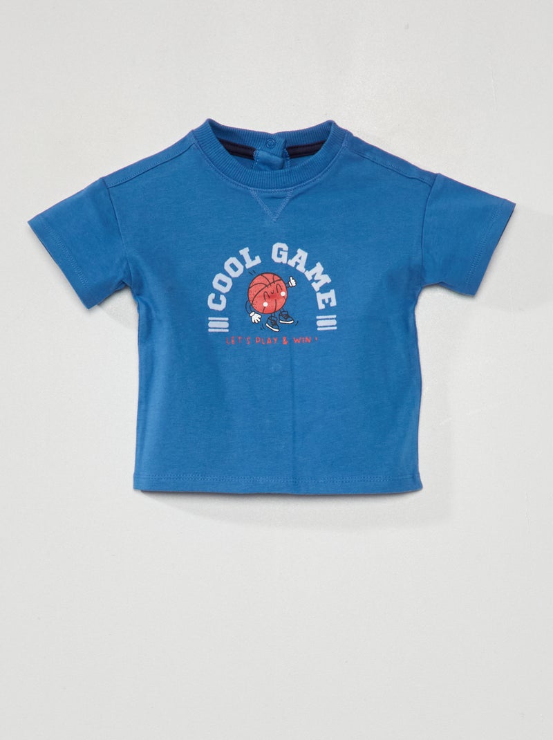 T-shirt em jersey de manga curta AZUL - Kiabi