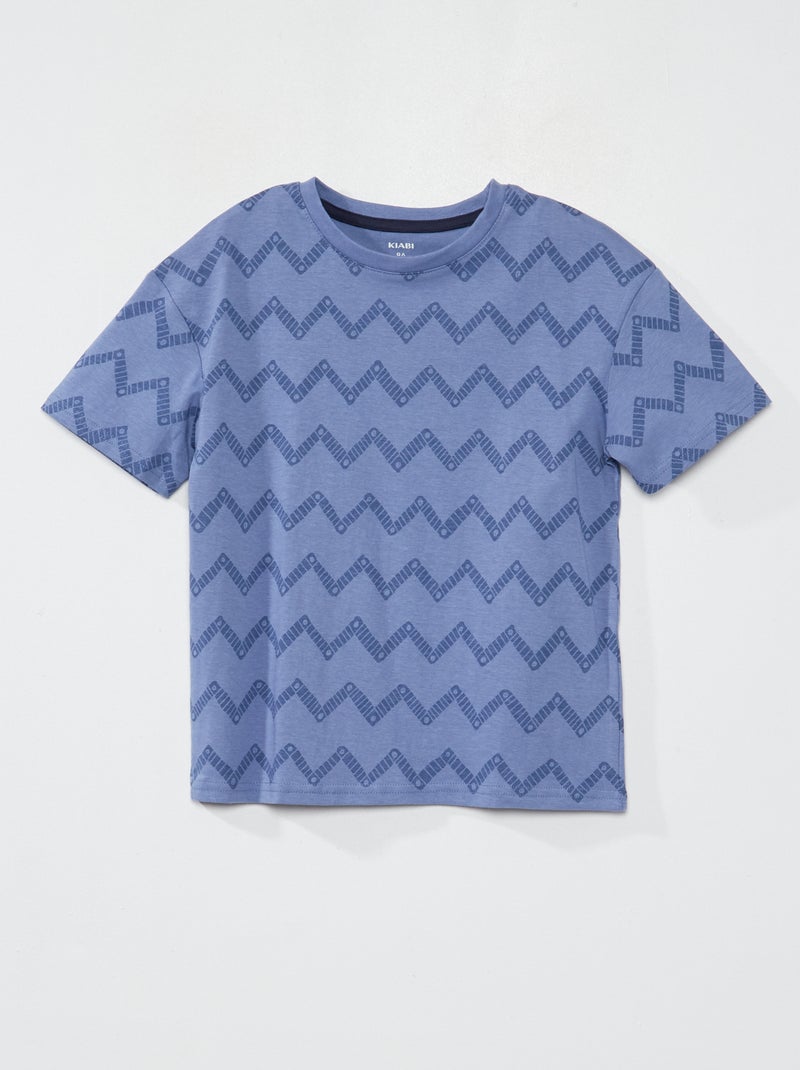 T-shirt em jersey de manga curta AZUL - Kiabi