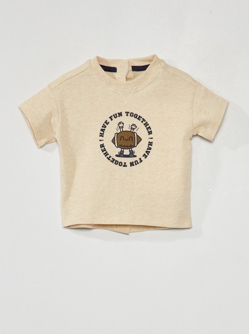 T-shirt em jersey de manga curta BEGE - Kiabi