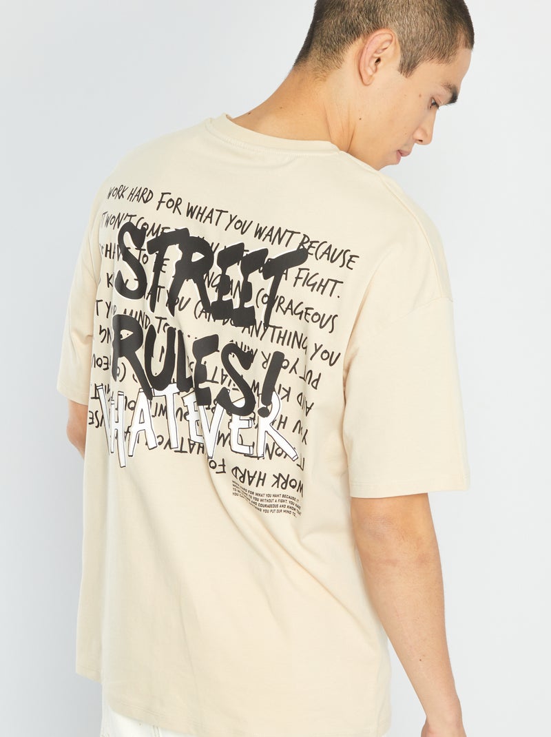 T-shirt em jersey de manga curta BEGE - Kiabi
