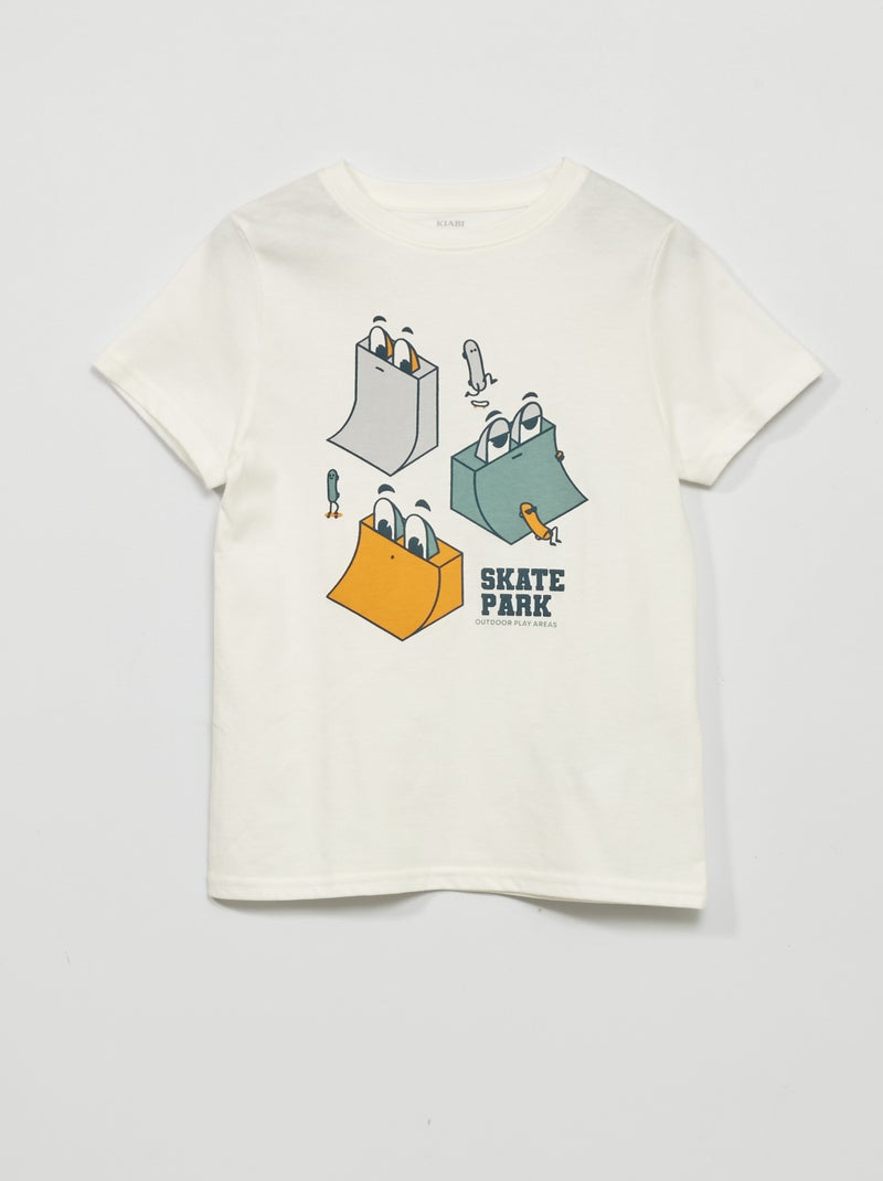 T-shirt em jersey de manga curta BRANCO - Kiabi