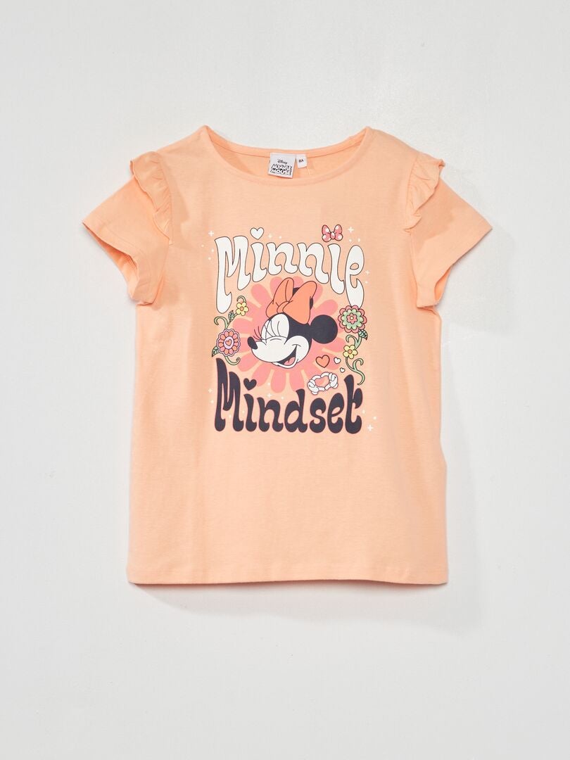 T Shirt Em Jersey De Manga Curta Minnie Laranja Kiabi