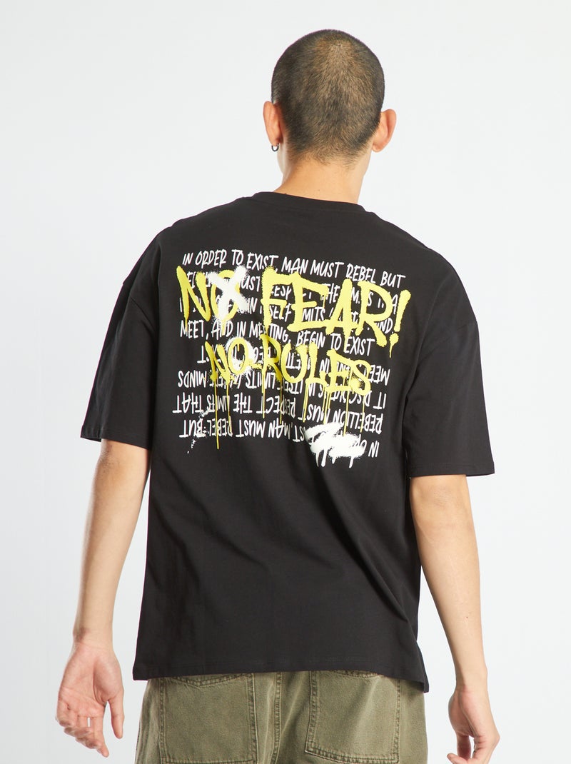T-shirt em jersey de manga curta Preto - Kiabi