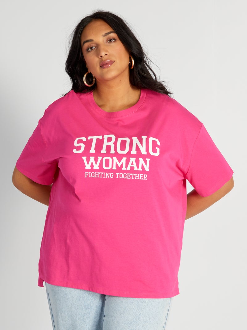 T-shirt em jersey de manga curta ROSA - Kiabi