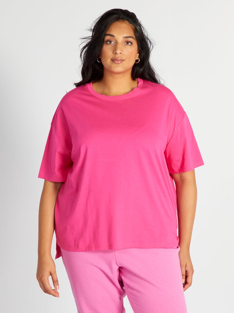 T-shirt em jersey de manga curta ROSA - Kiabi