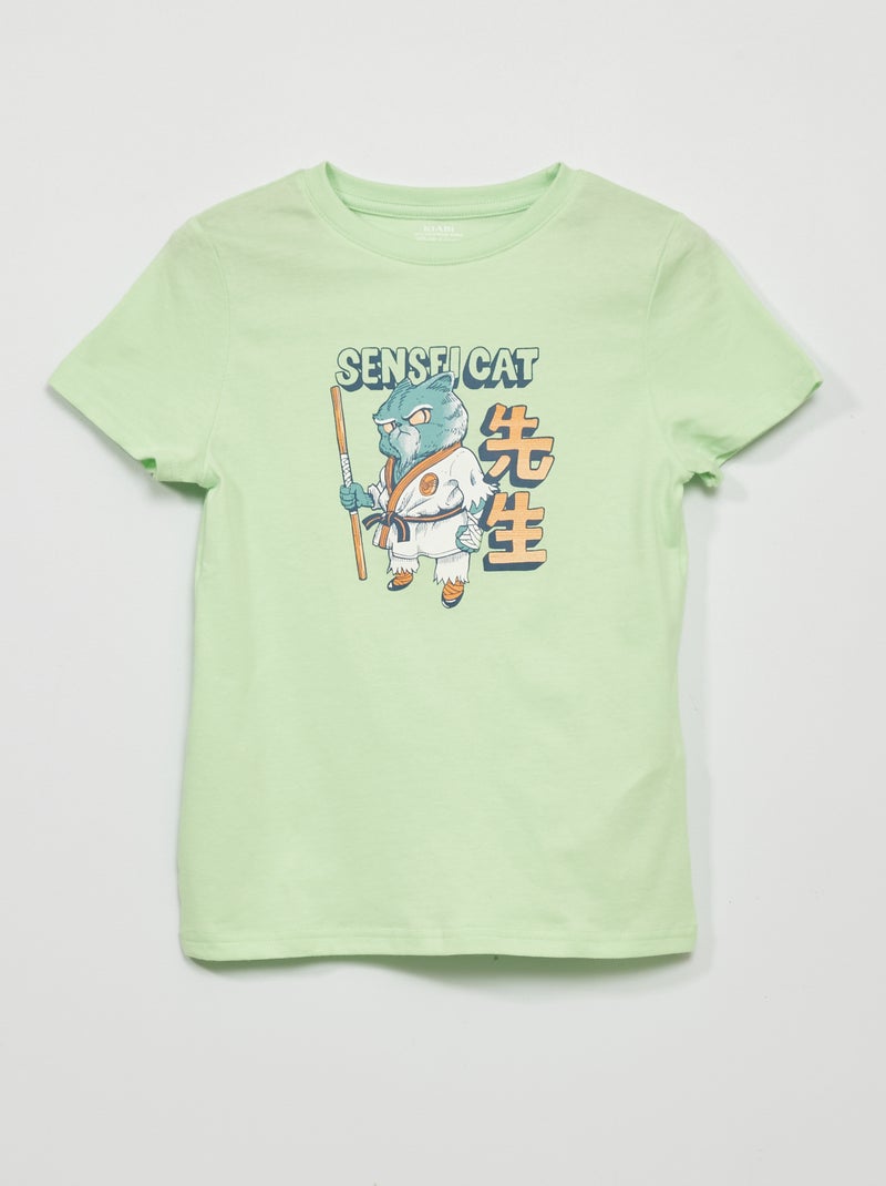 T-shirt em jersey de manga curta VERDE - Kiabi