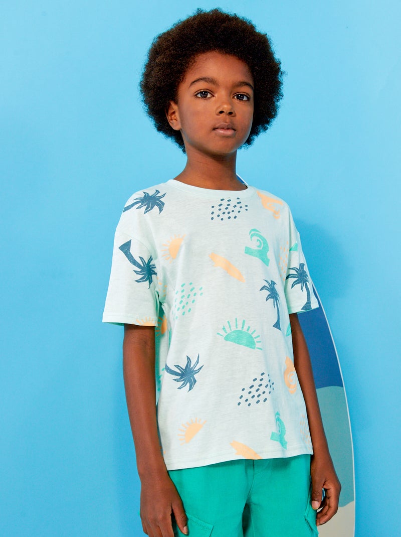 T-shirt em jersey de manga curta VERDE - Kiabi