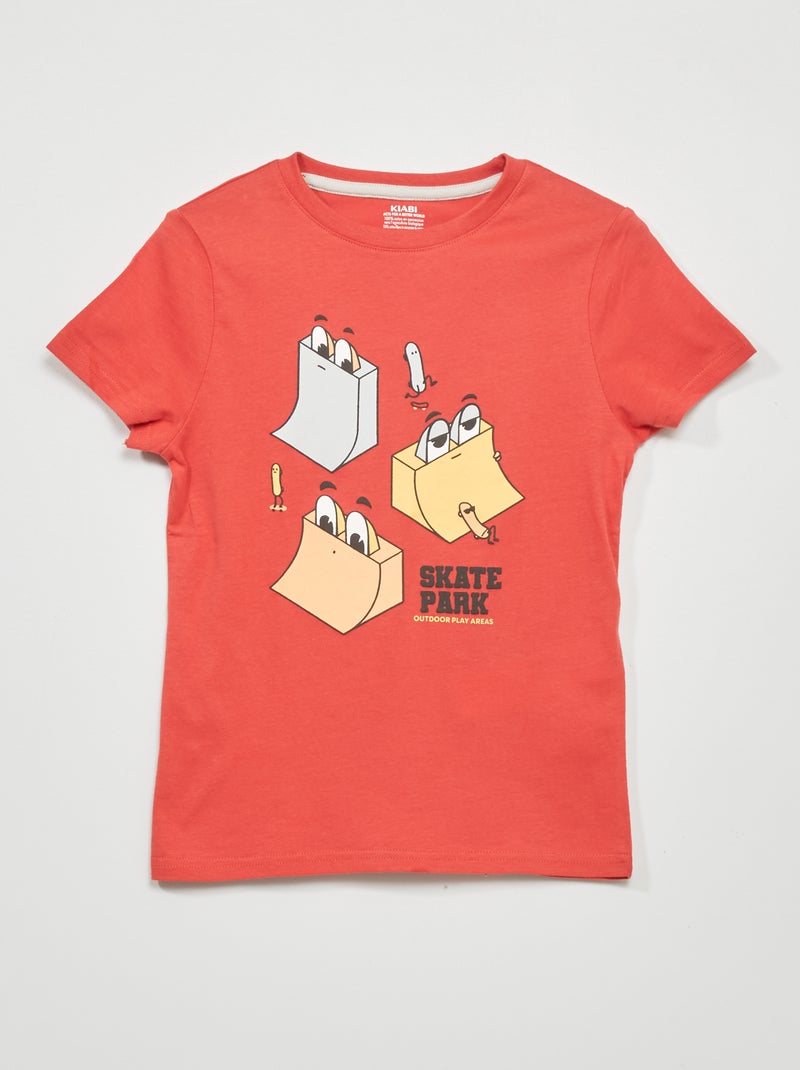 T-shirt em jersey de manga curta VERMELHO - Kiabi