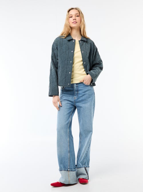 T-shirt em jersey de mangas curtas com textura canelada - Kiabi