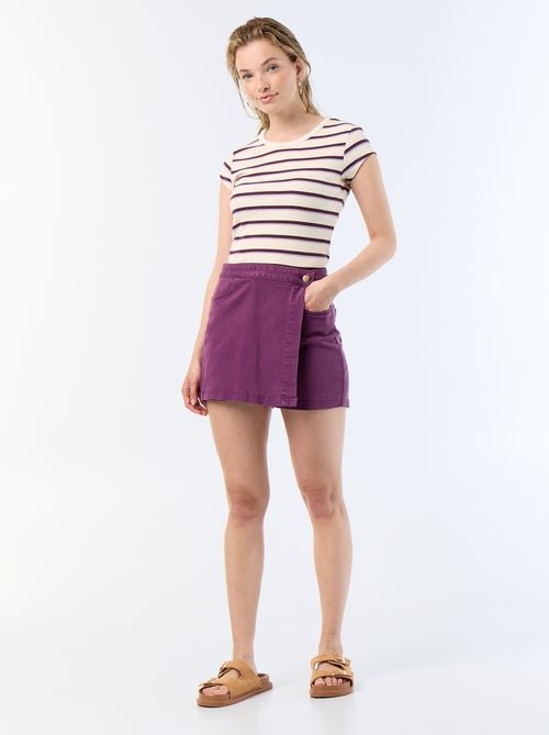 T-shirt em jersey de mangas curtas com textura canelada - Kiabi