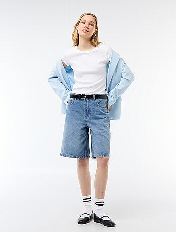 T-shirt em jersey de mangas curtas com textura canelada