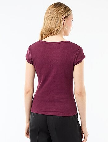 T-shirt em jersey de mangas curtas com textura canelada