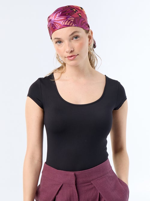 T-shirt em jersey de mangas curtas com textura canelada - Kiabi