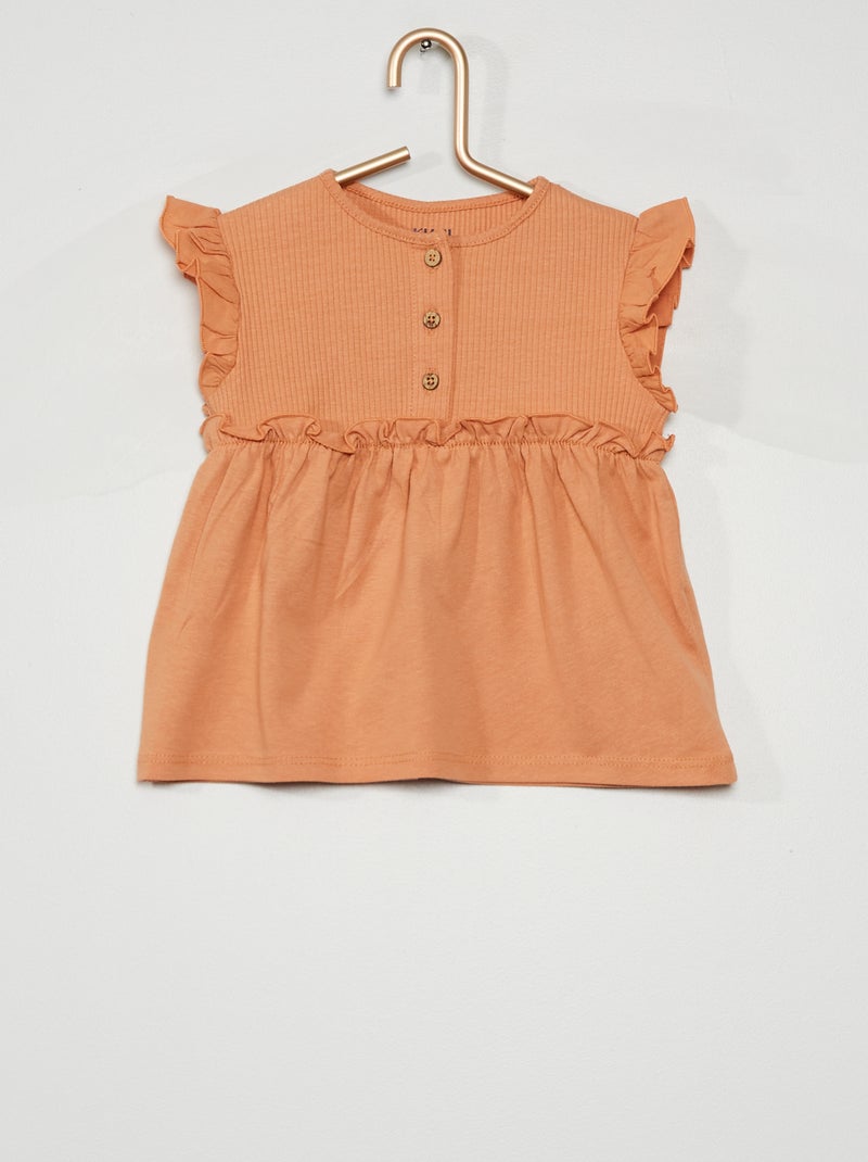 T-shirt em jersey e malha nervurada BRANCO - Kiabi