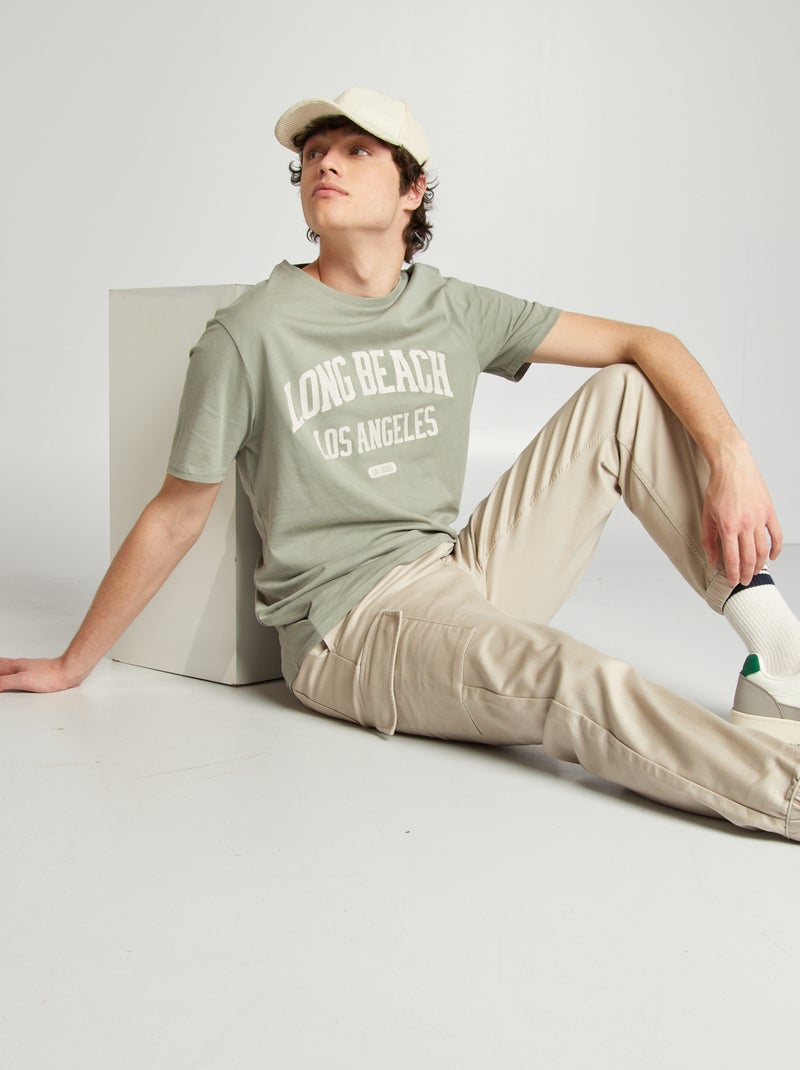 T-shirt em jersey estampada VERDE - Kiabi