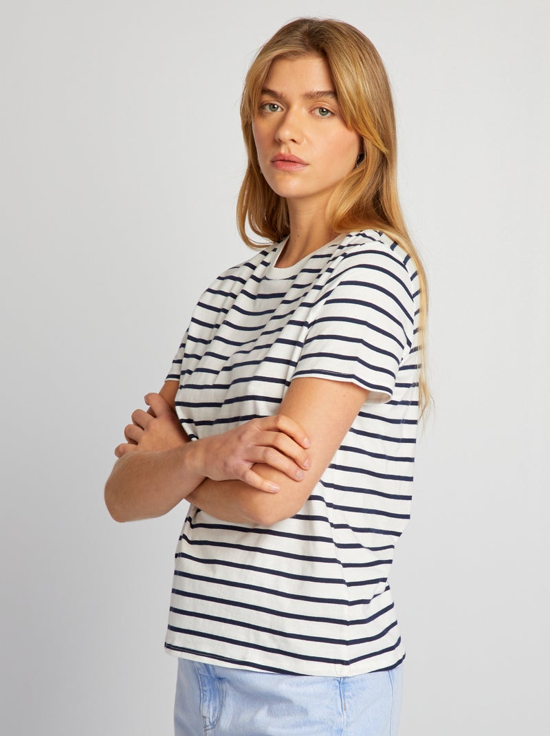 T-shirt em jersey estampado BRANCO - Kiabi