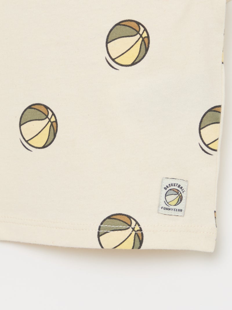 T-shirt em jersey estampado de mangas curtas Branco - Kiabi