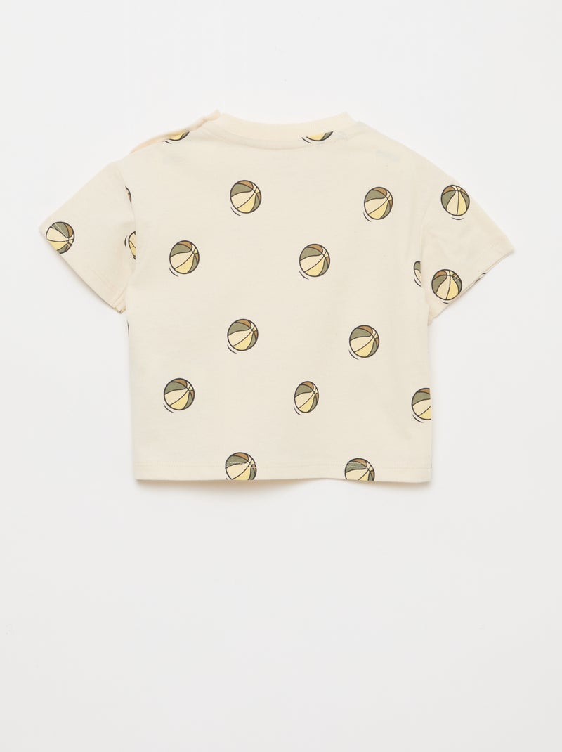 T-shirt em jersey estampado de mangas curtas Branco - Kiabi