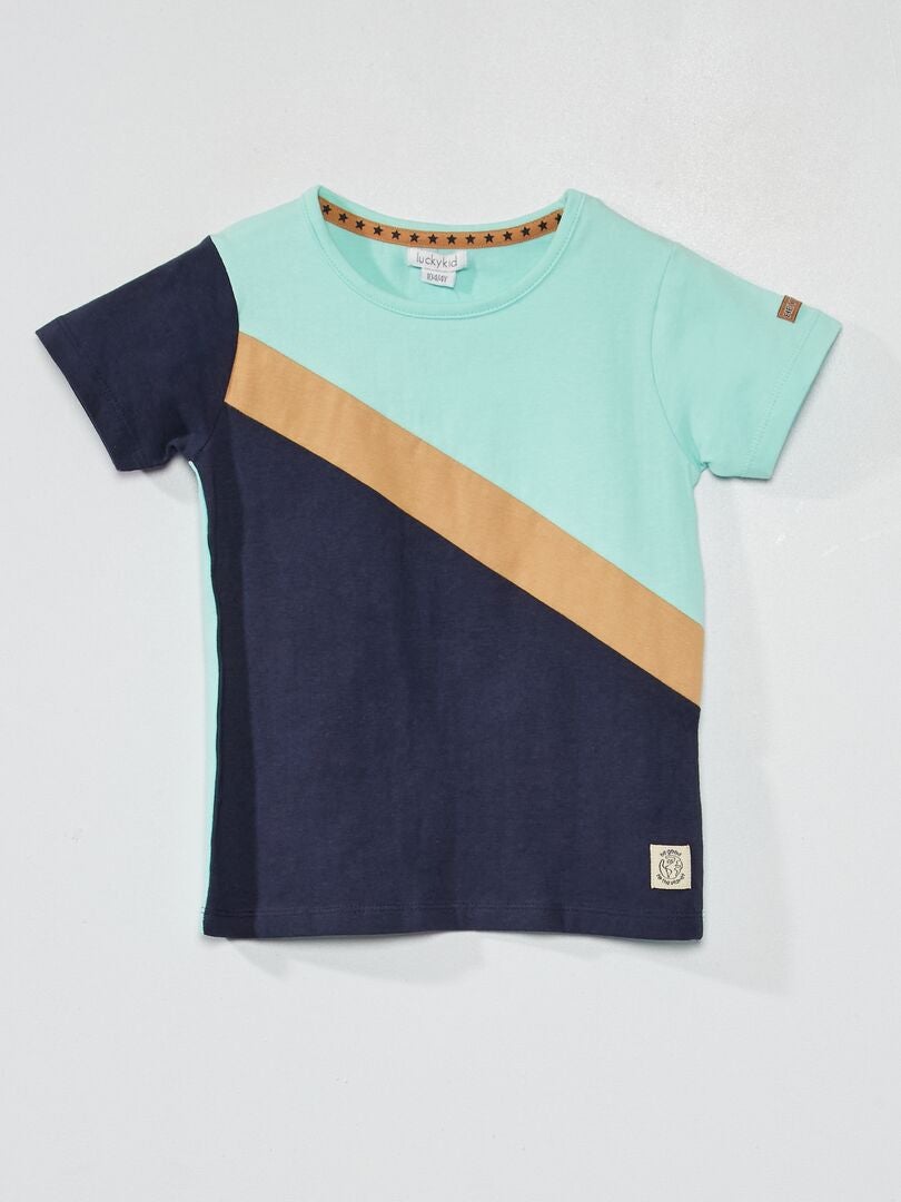 T-shirt em jersey estilo color-block Azul - Kiabi