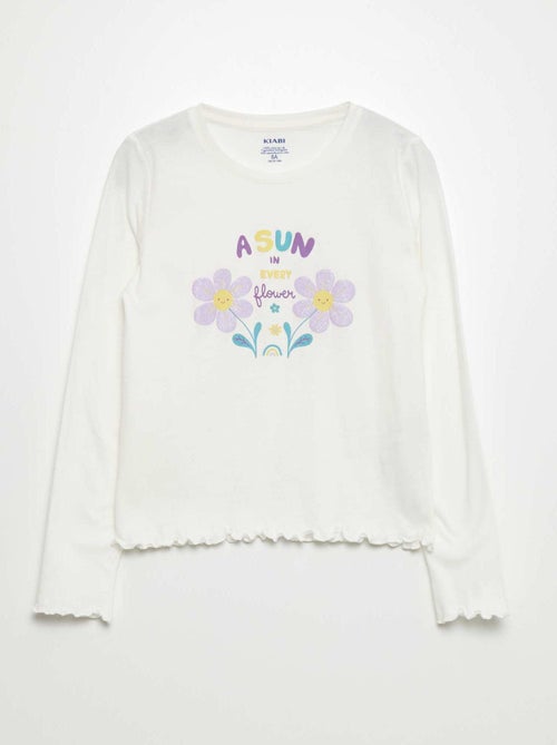 T-shirt em jersey 'flores' - Kiabi