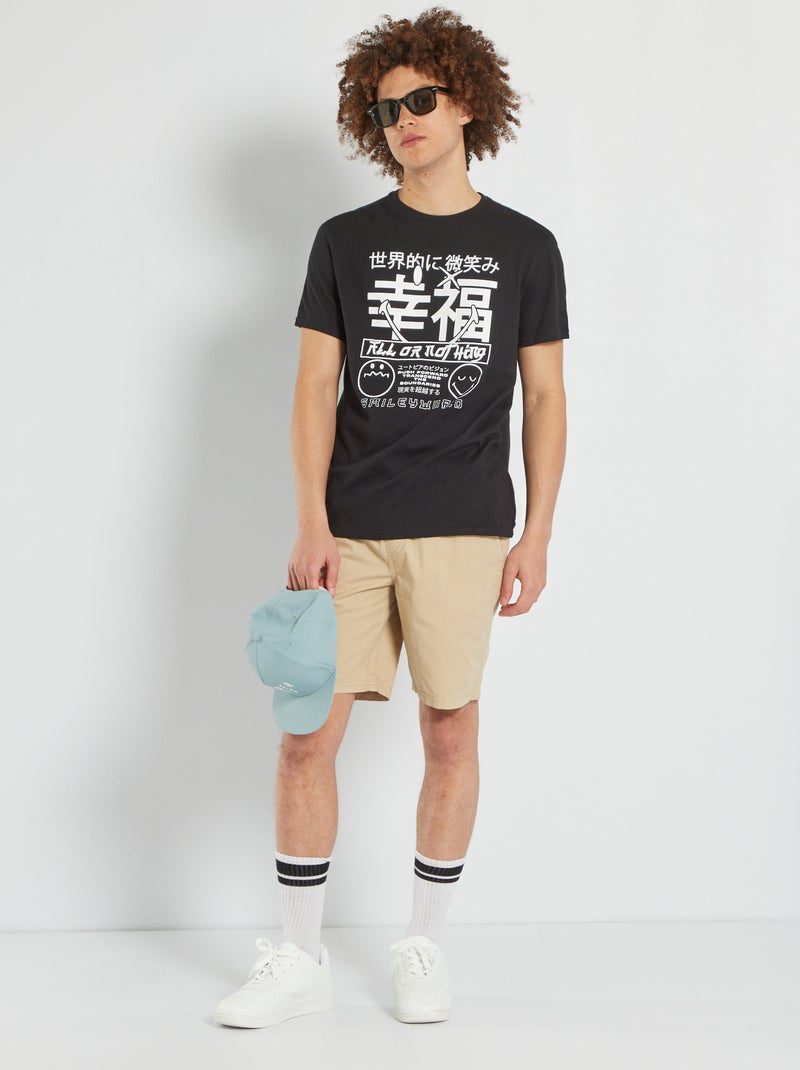 T-shirt em jersey 'Japão' Preto - Kiabi