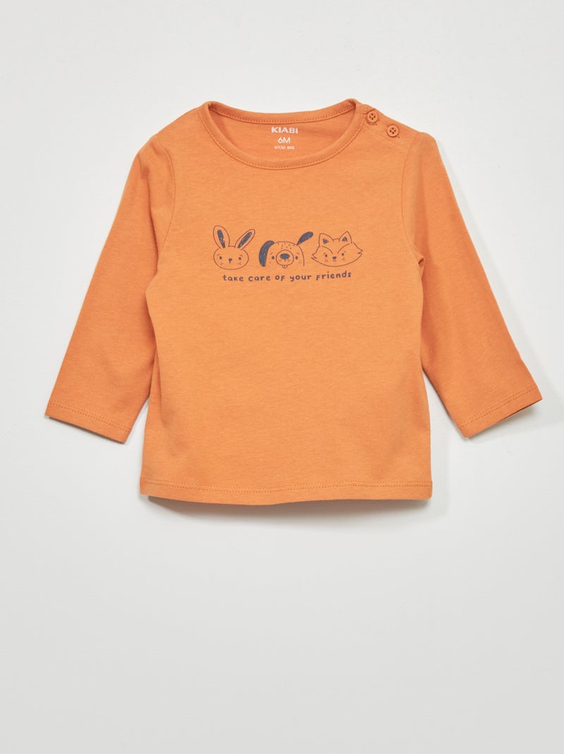 T-shirt em jersey LARANJA - Kiabi