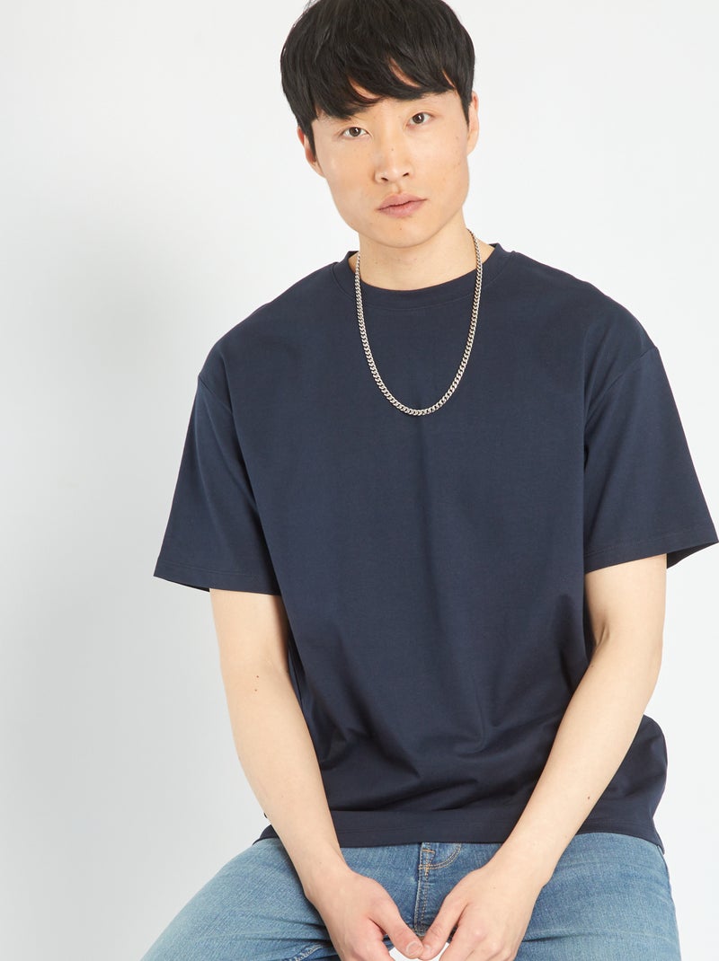 T-shirt em jersey lisa - Tough Cotton¿ Azul Marinho - Kiabi