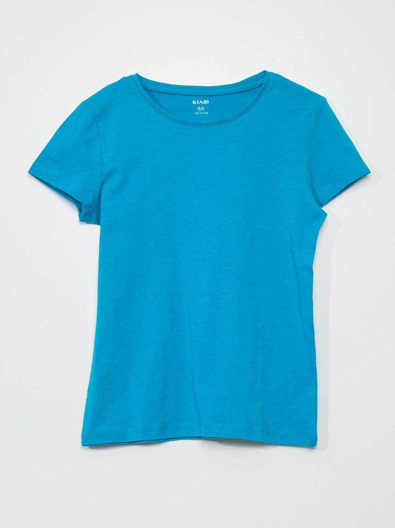 T-shirt em jersey lisa AZUL - Kiabi