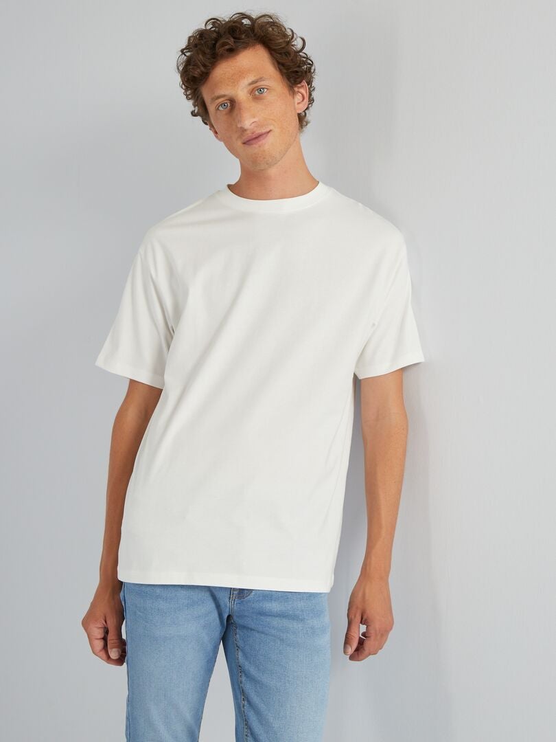 T-shirt em jersey lisa Branco - Kiabi
